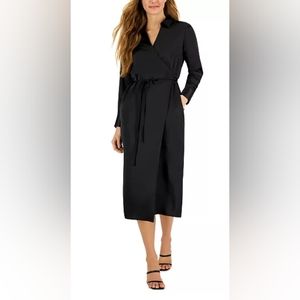 Alfani Women's Black Satin Wrap Dress